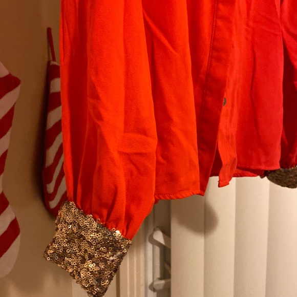 Foreign Exchange Button Down sequin collared red - Picture 2 of 4